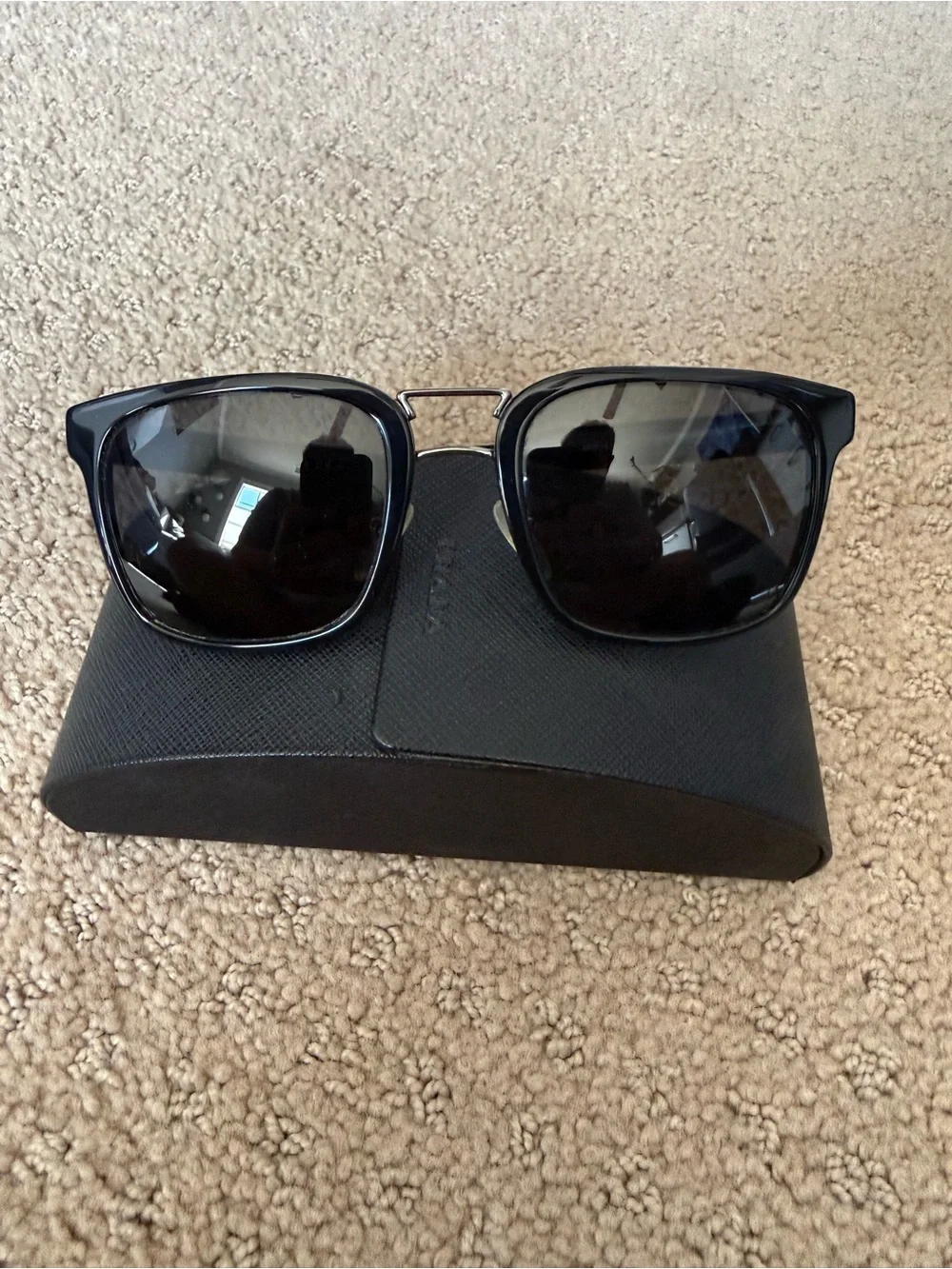 Prada Black Square Sunglasses PR 14TS SPR 14T 53mm w/ Case⁠.
